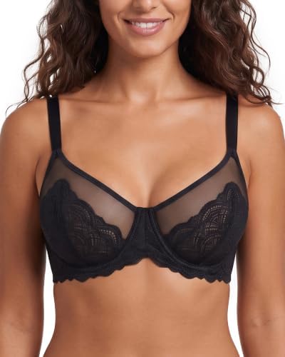 See Through V-Neck Lace Bra for Women Unlined