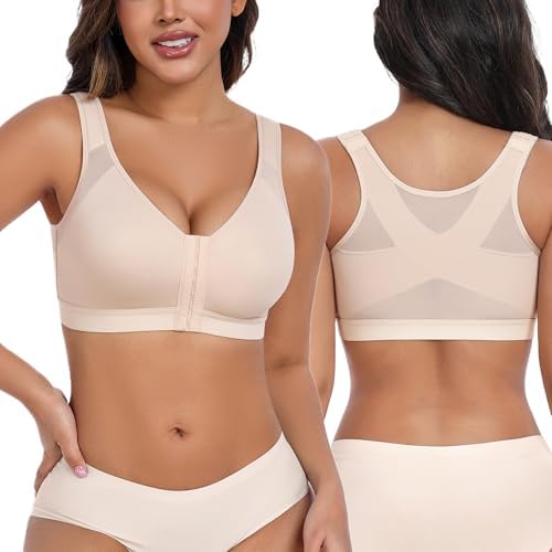 Women Front Closure Posture Bra Full Coverage Back