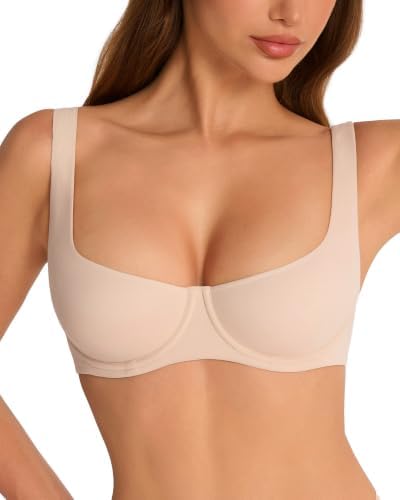 Women's Balconette Bra Demi Half Cup Scoop Neck Seamless