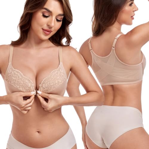 Women's Front Closure Posture Bra Underwire Back Support