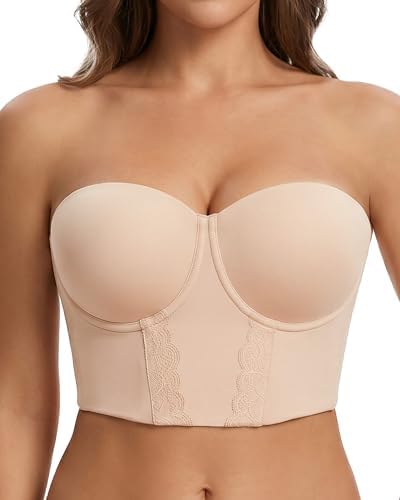 Women's Strapless Longline Bustier Underwire Bra