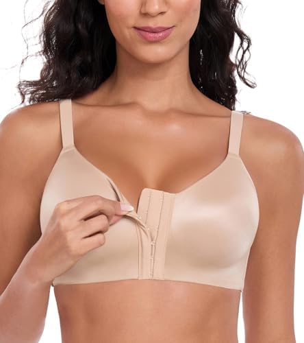 Women's Wireless Front Closure Bra Seamless Everyday in Beige