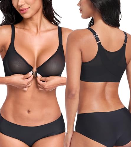 Womens's Posture Bra Front Closure Deep V Unlined